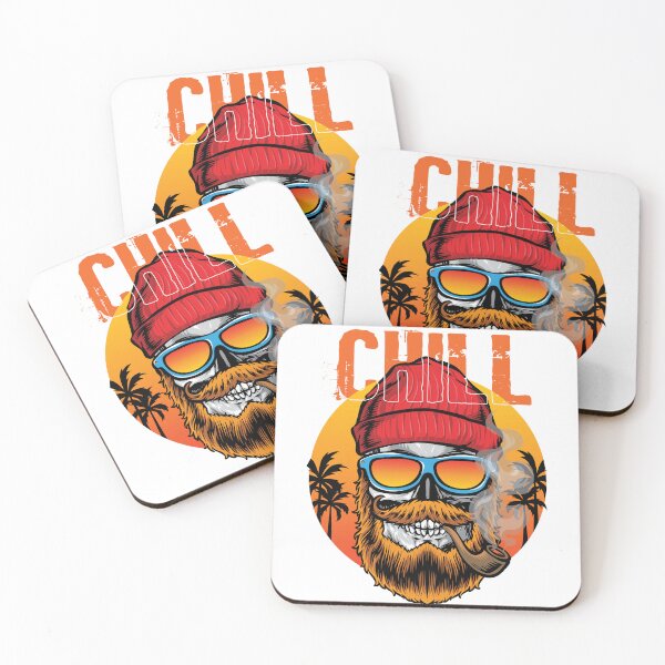 Item preview, ​Chill Hipster Skull with Beard & Beanie Retro Sunset Graphic T-Shirt designed and sold by Minem39.