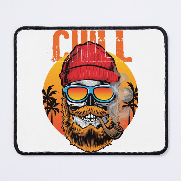 Item preview, Chill Hipster Skull with Beard & Beanie Retro Sunset Graphic T-Shirt designed and sold by Minem39.