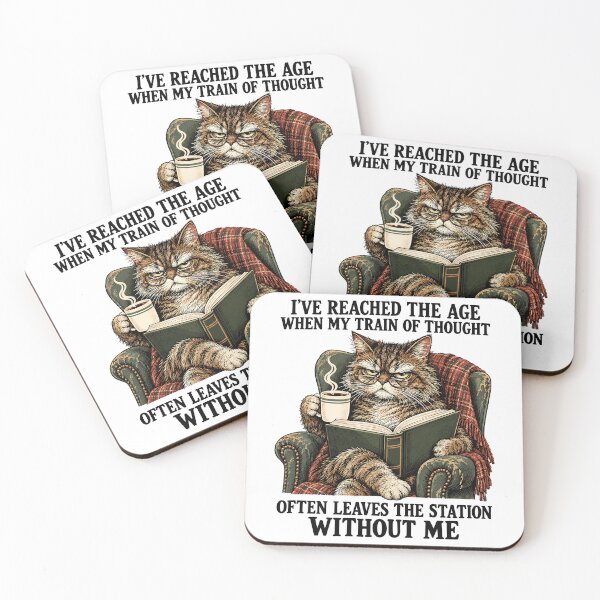 Item preview, Train of Thought Funny Grumpy Cat Aging Humor designed and sold by gordonbwyashop.