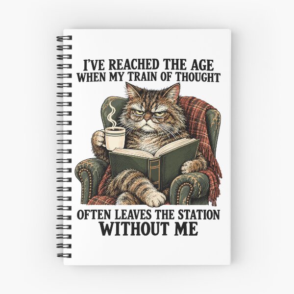 Item preview, Train of Thought Funny Grumpy Cat Aging Humor designed and sold by gordonbwyashop.