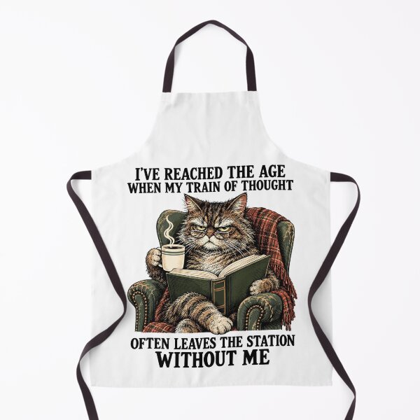 Item preview, Train of Thought Funny Grumpy Cat Aging Humor designed and sold by gordonbwyashop.