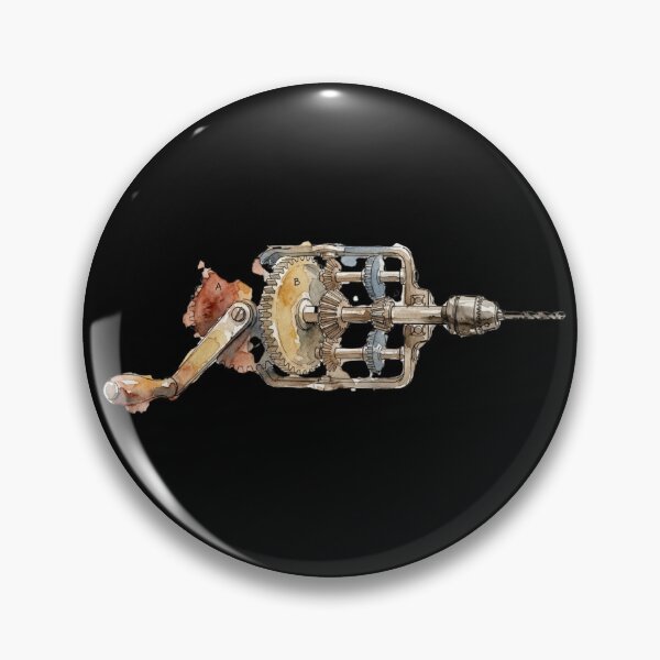 Item preview, Vintage Hand Drill Mechanical Gears Watercolor Art designed and sold by bvdesignart.