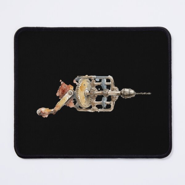 Item preview, Vintage Hand Drill Mechanical Gears Watercolor Art designed and sold by bvdesignart.
