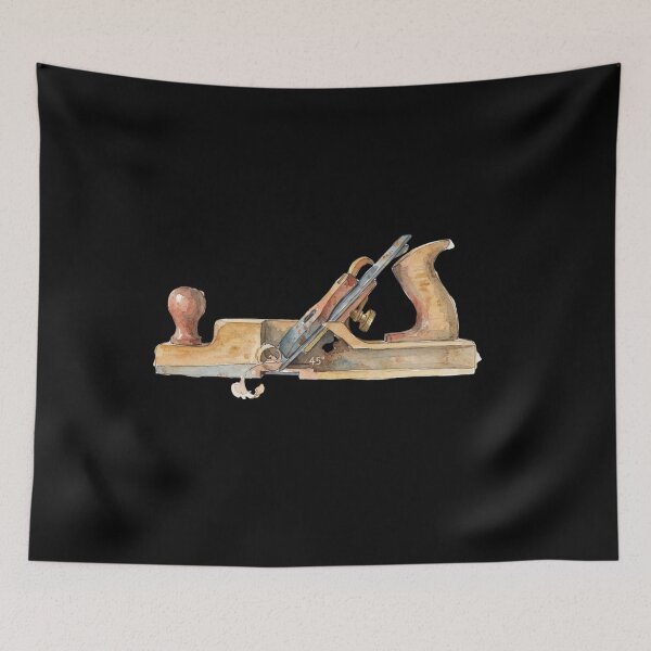 Item preview, Vintage Woodworking Hand Plane Carpenter Tool Watercolor Art designed and sold by bvdesignart.