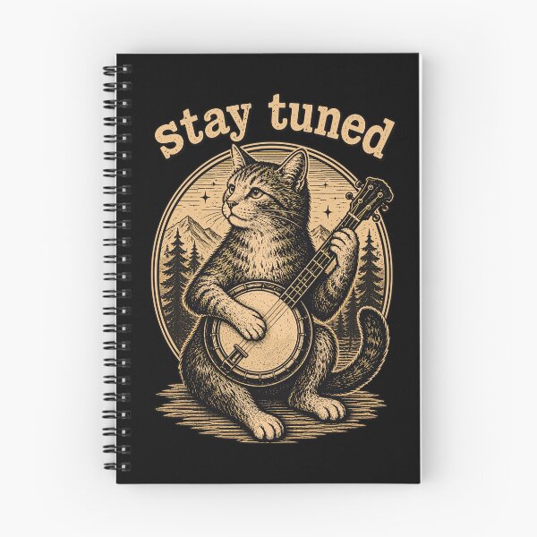 Item preview, Stay Tuned Banjo Cat Vintage Folk Music designed and sold by gordonbwyashop.