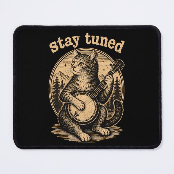 Item preview, Stay Tuned Banjo Cat Vintage Folk Music designed and sold by gordonbwyashop.