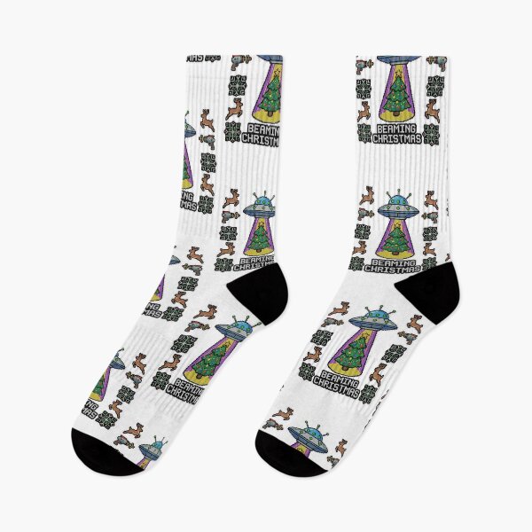Item preview, Beaming Christmas UFO Alien Ugly Sweater designed and sold by Flying Doggo.