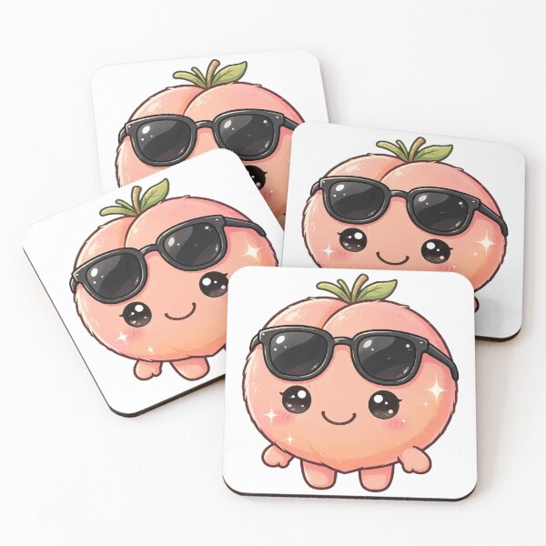 Item preview, Cute Kawaii Peach Wearing Sunglasses designed and sold by Kiralemon.