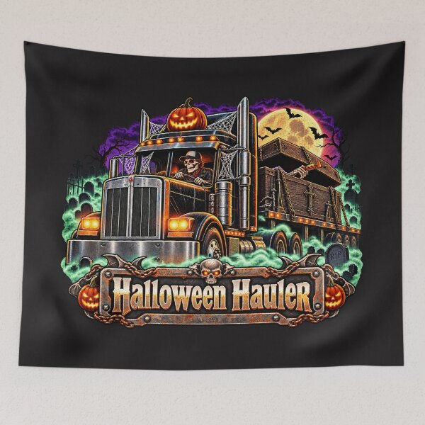 Item preview, Halloween Hauler Skeleton Driver Semi Truck - Coffin Hauler Art designed and sold by NomadForge.
