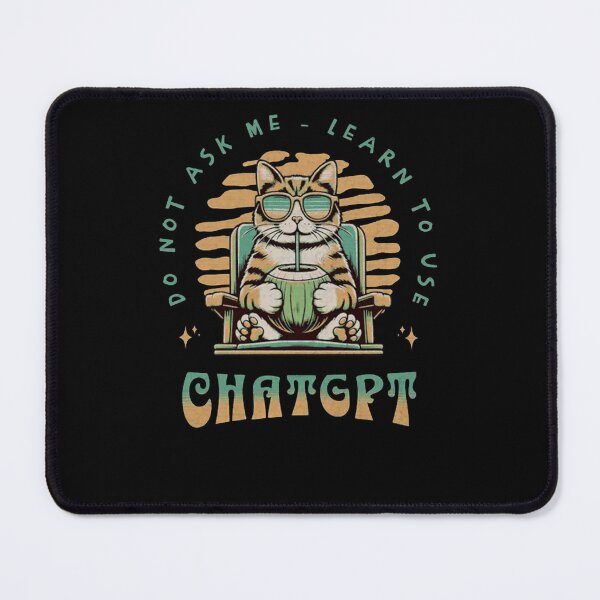 Item preview, Funny AI Assistant Cat Drinking Coconut Retro Tech Parody designed and sold by shianlemec.