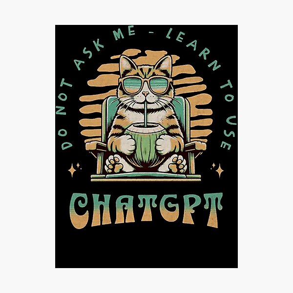 Item preview, Funny AI Assistant Cat Drinking Coconut Retro Tech Parody designed and sold by shianlemec.