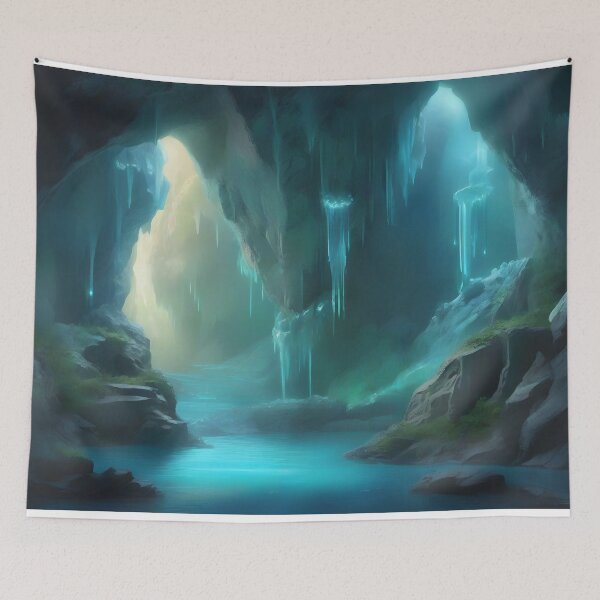 Item preview, Mystical River Cavern - Fantasy Landscape Art designed and sold by Fanta-sticky.
