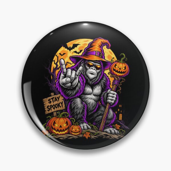 Item preview, Stay Spooky Cool Witch Gorilla Halloween Rock On Design designed and sold by CaChimShop.