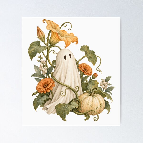 Item preview, Pumpkin Blossom Spirit Botanical Ghost Halloween Tee designed and sold by PhylonBoxx.