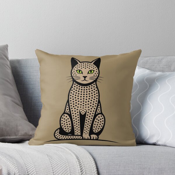 Item preview, Black and Tan Sitting Cat Pointillism Illustration designed and sold by Museum Of Non-Existing Art.