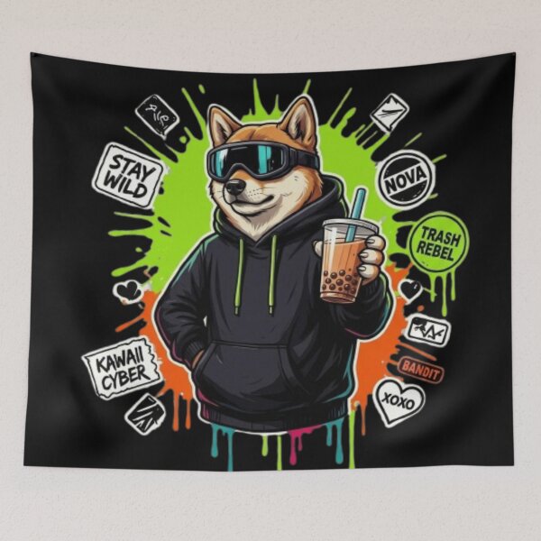 Item preview, Kawaii Cyber Shiba Inu Streetwear designed and sold by PoleksGraphics.