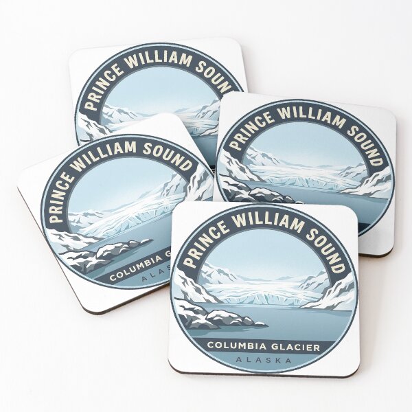 Item preview, Columbia Glacier Winter Panorama Circular Alaska Badge Sticker designed and sold by DetourDgn.