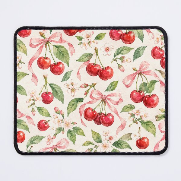 Item preview, Watercolor Cherry and Pink Ribbon Seamless Pattern designed and sold by Mhop2.