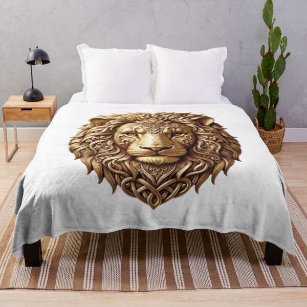 Item preview, Ornate Golden Lion Head Emblem designed and sold by NikmaArt.