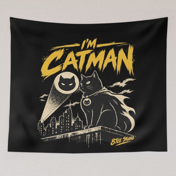 Item preview, I'm Catman Black Cat Superhero Vintage Comic Art designed and sold by ElizBurkes.