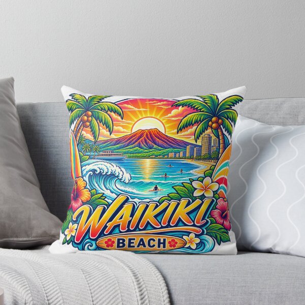Item preview, Waikiki Beach Hawaii – Tropical Surf, Diamond Head & Sunset Travel Art designed and sold by ChicClicker.