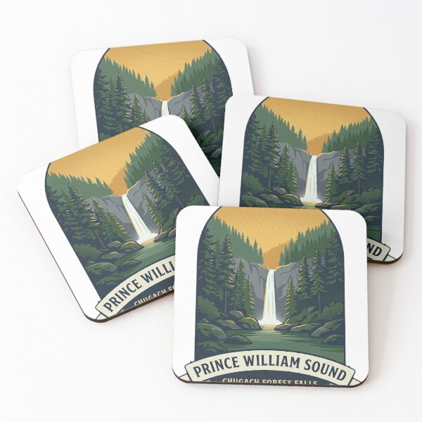 Item preview, Chugach Forest Waterfall Prince William Sound Crest Sticker designed and sold by DetourDgn.