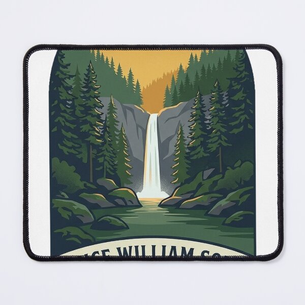 Item preview, Chugach Forest Waterfall Prince William Sound Crest Sticker designed and sold by DetourDgn.