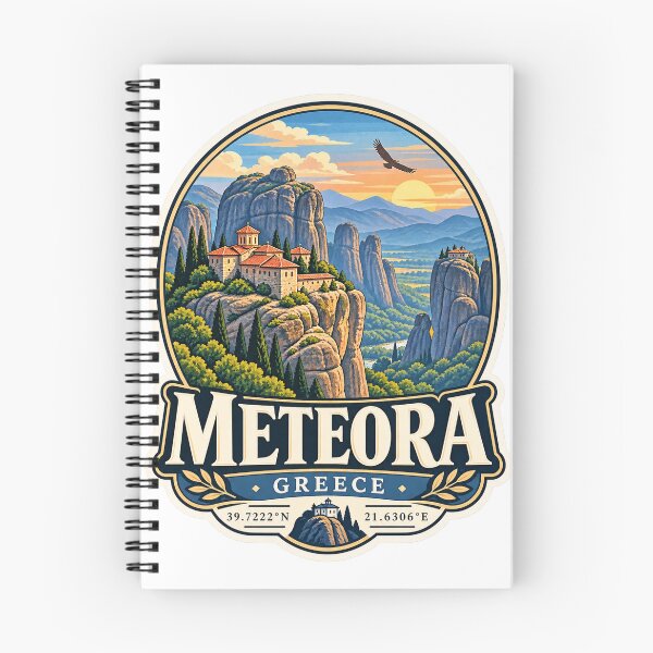 Item preview, Meteora Greece – Monasteries, Rock Formations & Coordinates Travel Art designed and sold by ChicClicker.