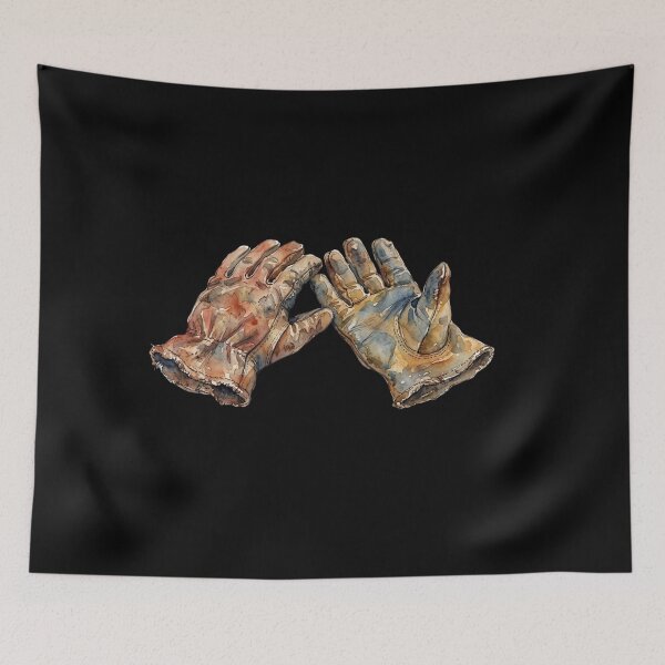 Item preview, Vintage Leather Work Gloves Watercolor Art Print designed and sold by bvdesignart.