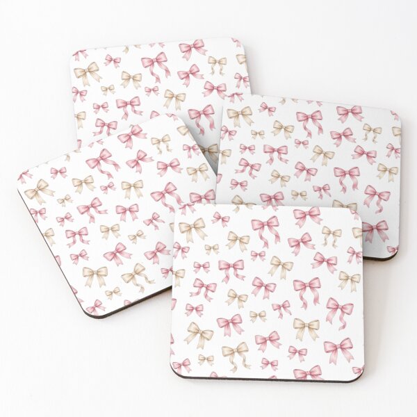 Item preview, Pink Beige Bow Coquette Pattern designed and sold by ThePrintArt.