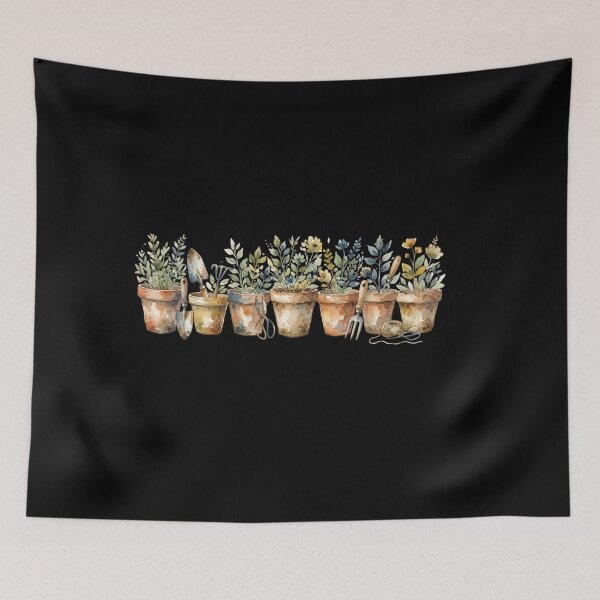 Item preview, Watercolor Garden Potted Plants And Tools Art    designed and sold by bvdesignart.
