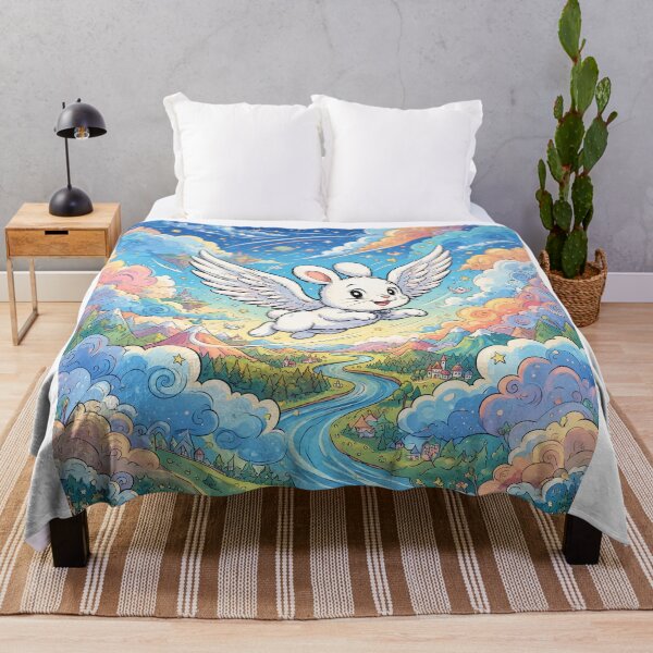 Artikelvorschau, Flying Bunny With Wings Children Art entworfen und verkauft von Home Decor Art.