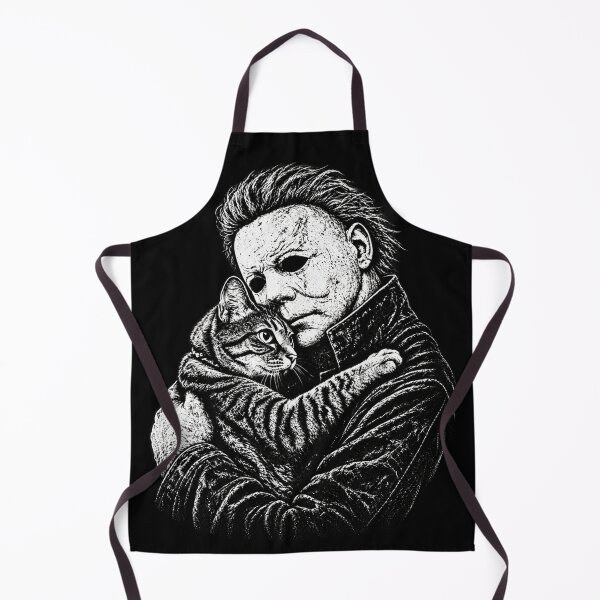 Item preview, Michael Myers Hugging Cat Funny Horror Halloween Art designed and sold by ElizBurkes.