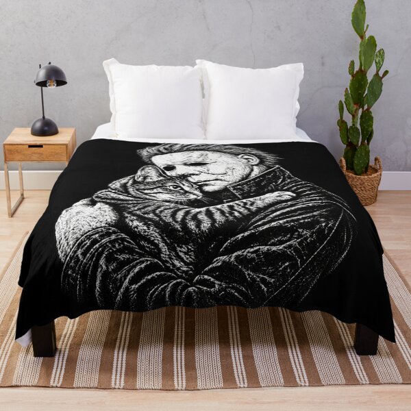 Item preview, Michael Myers Hugging Cat Funny Horror Halloween Art designed and sold by ElizBurkes.
