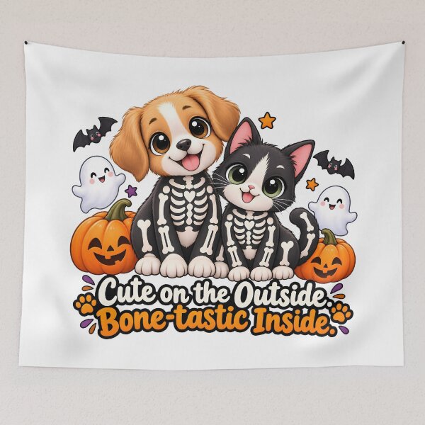 Item preview, Cute on the Outside Bone-tastic Inside Halloween Dog Cat Skeleton designed and sold by Bettybee00.
