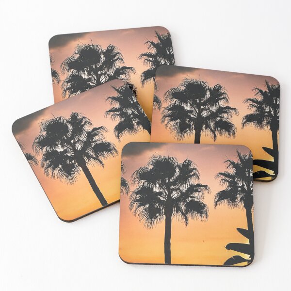 Item preview, Palm Trees Silhouette Golden Sunset Sky Tropical Photography designed and sold by wildsilencee.