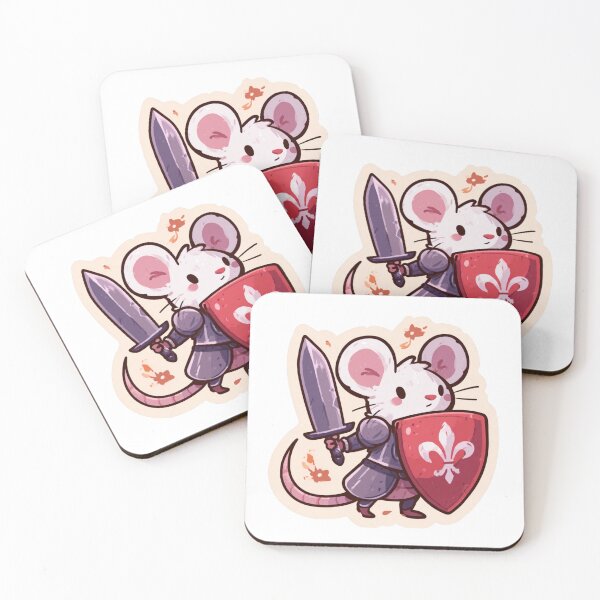 Item preview, Cute Mouse Knight Warrior Sword Shield Fleur de Lis designed and sold by NicolasGlowArt.