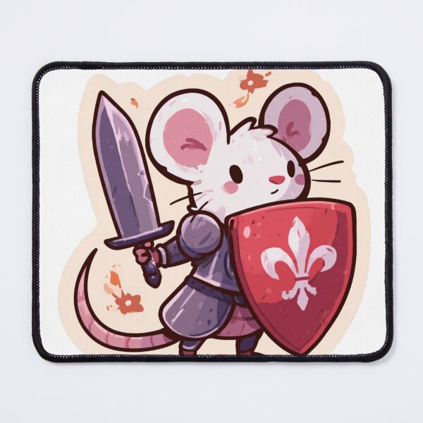 Item preview, Cute Mouse Knight Warrior Sword Shield Fleur de Lis designed and sold by NicolasGlowArt.