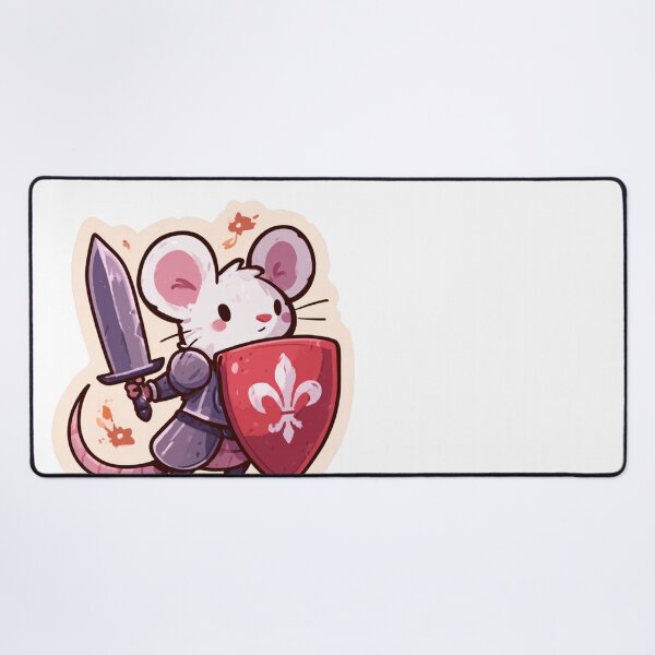 Item preview, Cute Mouse Knight Warrior Sword Shield Fleur de Lis designed and sold by NicolasGlowArt.