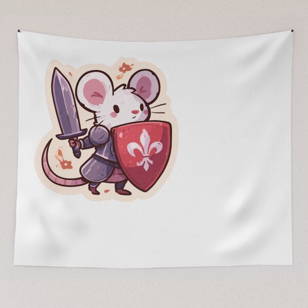 Item preview, Cute Mouse Knight Warrior Sword Shield Fleur de Lis designed and sold by NicolasGlowArt.