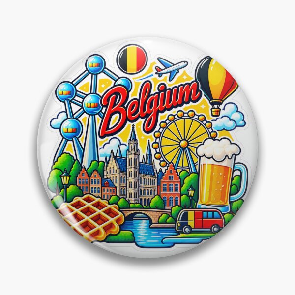 Item preview, Belgium Travel Collage – Brussels, Atomium, Waffle & Beer designed and sold by ChicClicker.
