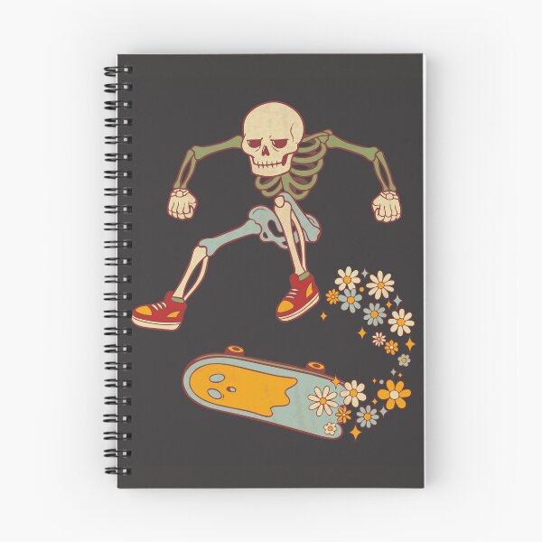 Item preview, Skeleton skater jumping with retro 70s flowers - Dark Colors Edition designed and sold by Shyla Marsare.