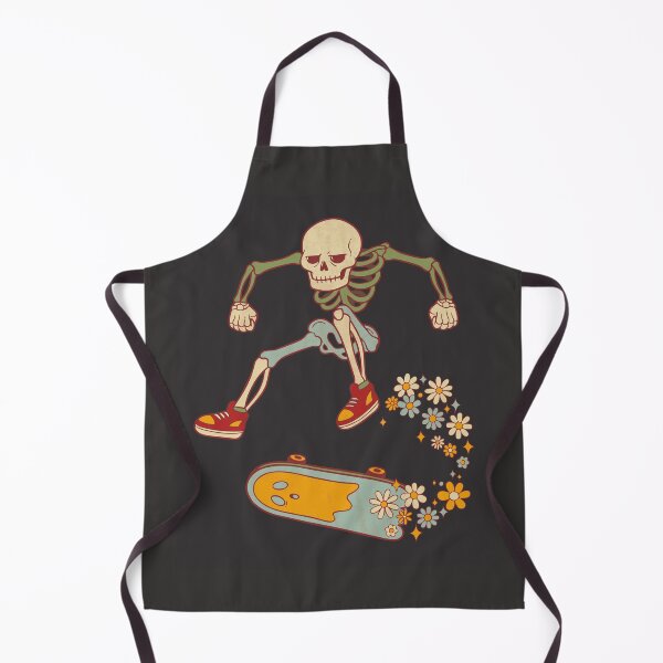 Item preview, Skeleton skater jumping with retro 70s flowers - Dark Colors Edition designed and sold by Shyla Marsare.
