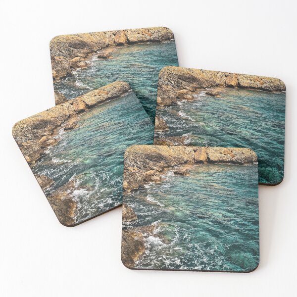 Item preview, Rocky Coast Turquoise Ocean Waves Summer Seascape Photography designed and sold by wildsilencee.