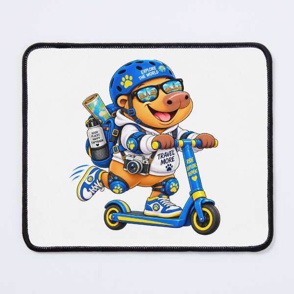 Item preview, Cute Capybara on Scooter – Ride Explore Repeat Adventure designed and sold by CapybaraTravels.