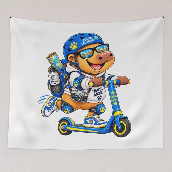 Item preview, Cute Capybara on Scooter – Ride Explore Repeat Adventure designed and sold by CapybaraTravels.