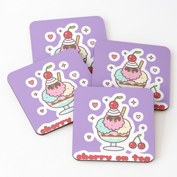 Item preview, Cherry On Top Kawaii Ice Cream Sundae – Cute Pastel Dessert designed and sold by JazibaArif.