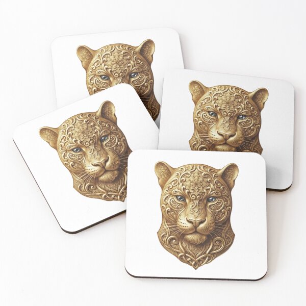 Item preview, Ornate Golden Leopard Head Emblem designed and sold by NikmaArt.