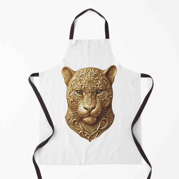 Item preview, Ornate Golden Leopard Head Emblem designed and sold by NikmaArt.