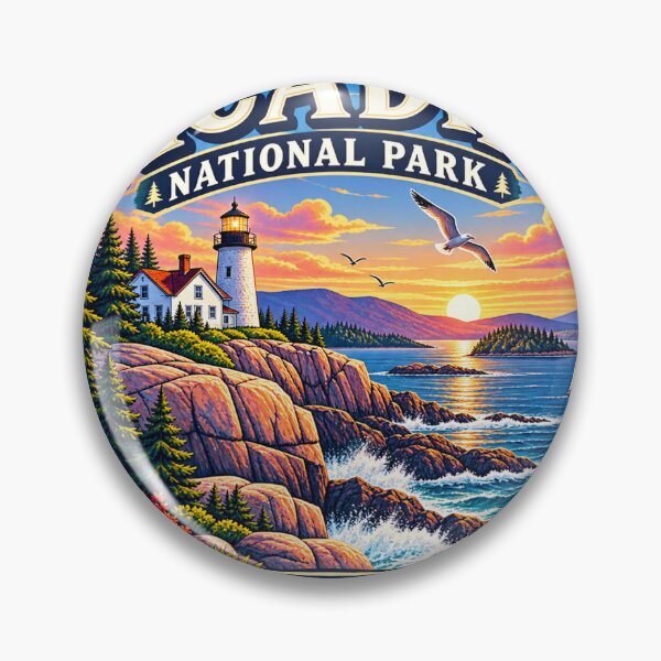 Item preview, Acadia National Park Maine – Coastal Travel Badge Art designed and sold by ChicClicker.